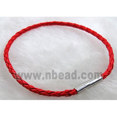 Red Leather Bracelets, magnetic clasp