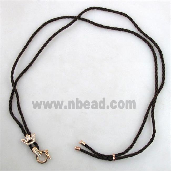Necklace Cord, Rattail Nylon, alloy clasp with rhinestone