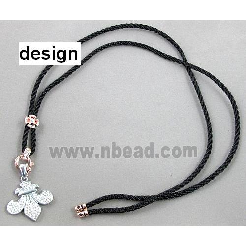 Sennit Necklace Cord, Rattail Nylon, alloy clasp with rhinestone