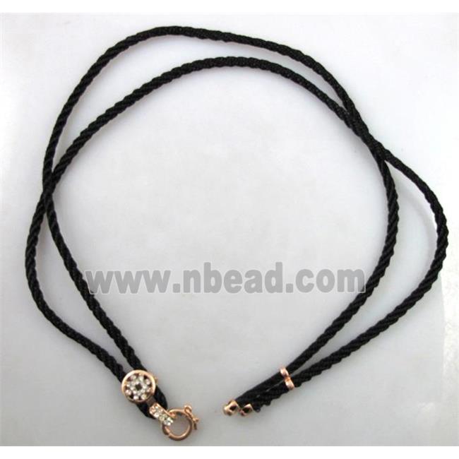 Sennit Necklace Cord, Rattail Nylon, alloy clasp with rhinestone