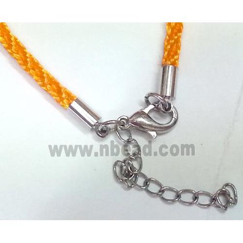 Rattail Nylon, Sennit Necklace Cord, copper connector, orange