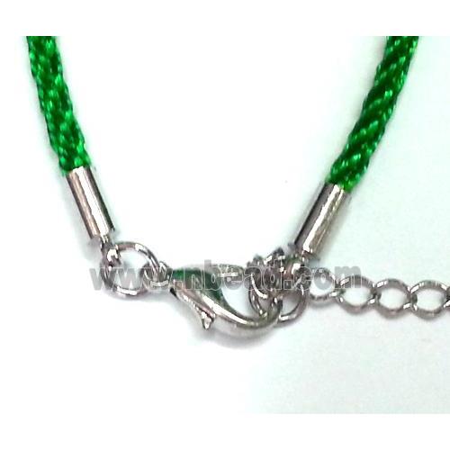 Rattail Nylon, Sennit Necklace Cord, copper connector, green