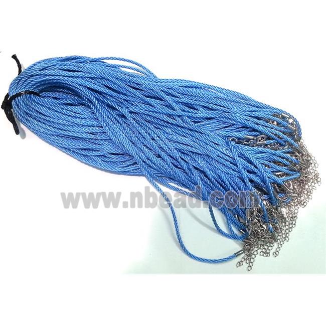 Rattail Nylon, Sennit Necklace Cord, copper connector, blue
