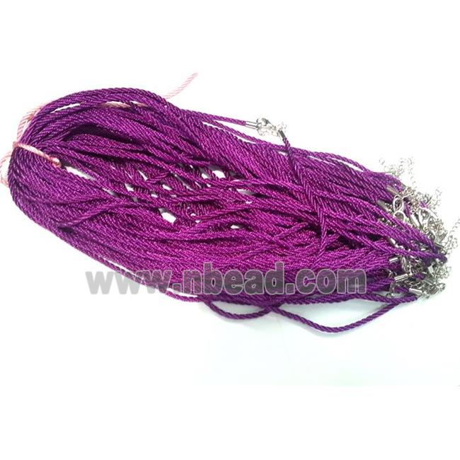 Rattail Nylon, Sennit Necklace Cord, copper connector, purple