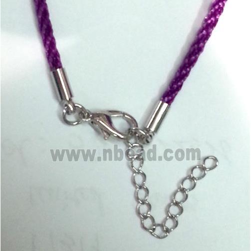 Rattail Nylon, Sennit Necklace Cord, copper connector, purple