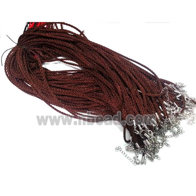 Rattail Nylon, Sennit Necklace Cord, copper connector, coffee