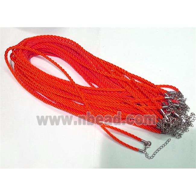 Rattail Nylon, Sennit Necklace Cord, copper connector, red