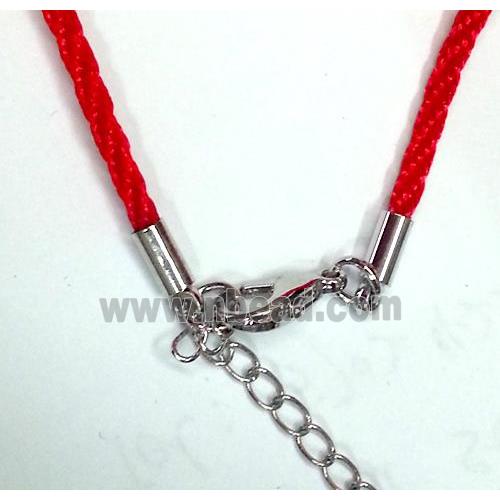 Rattail Nylon, Sennit Necklace Cord, copper connector, red