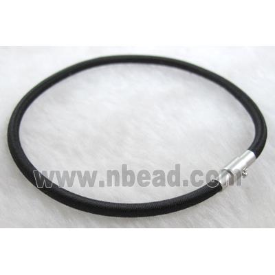silk-braiding Rubber bracelet, magnetic clasp, black