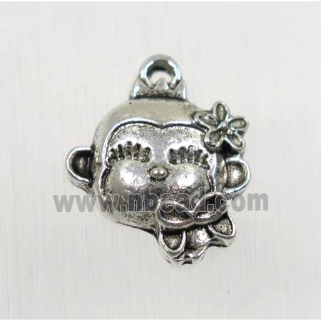 tibetan silver monkey pendants, non-nickel
