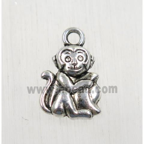 tibetan silver monkey pendant, non-nickel