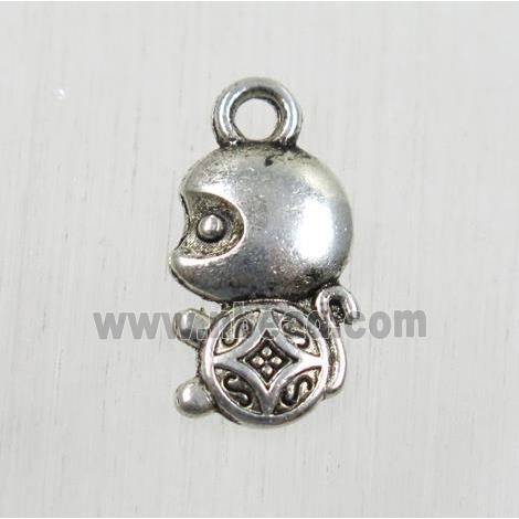 tibetan silver monkey pendant, non-nickel