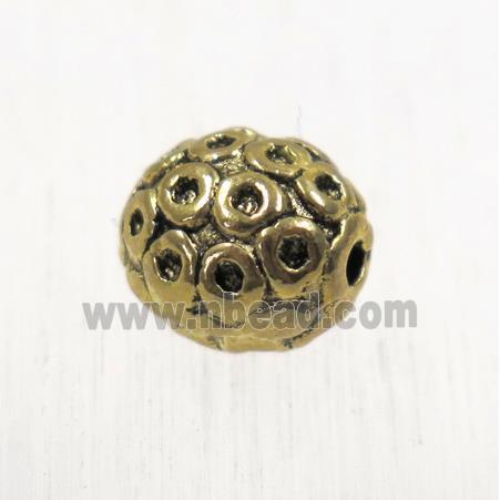 tibetan silver zinc barrel beads, non-nickel, antique gold