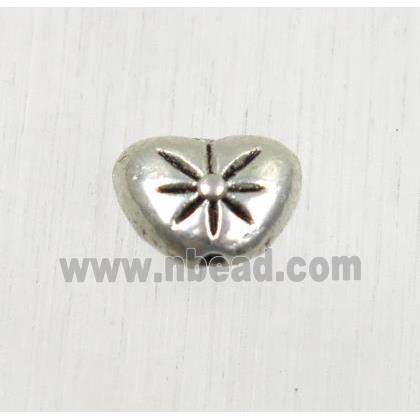 tibetan silver zinc heart beads, non-nickel