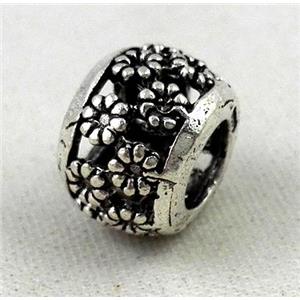 Thailand Sterling Silver bead, antique silve, approx 7x10mm, 5mm hole