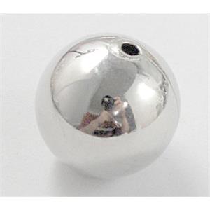 sterling silver Beads, round, 6mm dia, hole:1.7mm