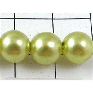 pearlized plastic beads, round, olive, 8mm dia, approx 1900pcs
