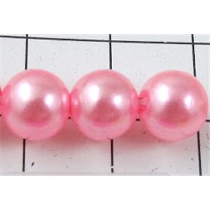 pearlized plastic beads, round, hot-pink, 8mm dia, approx 1900pcs