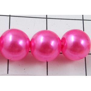 pearlized plastic beads, round, hot-pink, 8mm dia, approx 1900pcs
