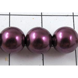 pearlized plastic beads, round, deep-purple, 8mm dia, approx 1900pcs
