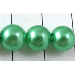 pearlized plastic beads, round, green, 8mm dia, approx 1900pcs