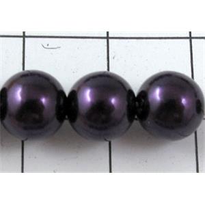 pearlized plastic beads, round, dark-purple, 8mm dia, approx 1900pcs