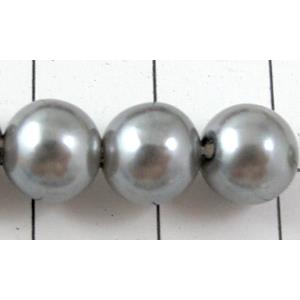 pearlized plastic beads, round, grey, 8mm dia, approx 1900pcs