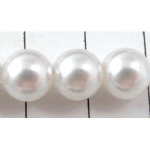 pearlized plastic beads, round, white, 6mm dia, approx 10000pcs