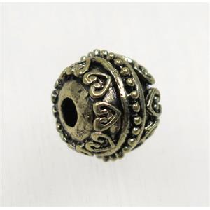 tibetan silver zinc beads, non-nickel, antique bronze, approx 9.5x12.5mm