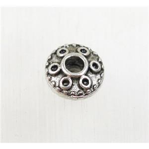 tibetan silver zinc rondelle beads, non-nickel, approx 8mm dia, 2.5mm hole