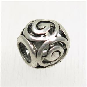 tibetan silver beads, non-nickel, approx 9.5x10mm, 4mm hole