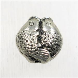 tibetan silver zinc fish beads, non-nickel, approx 11.5x12mm