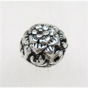 tibetan silver zinc beads, non-nickel, approx 11.5mm dia