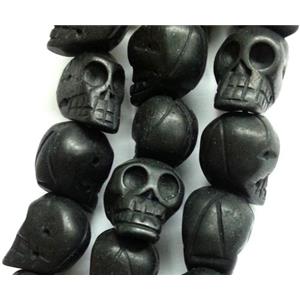 antique black cattle bone skull charm beads, approx 15x16mm, 25pcs per st