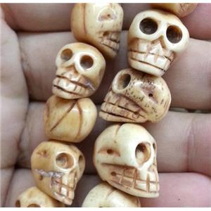 antique cattle bone skull charm beads, approx 15x16mm, 25pcs per st
