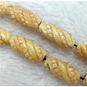 antique cattle bone beads, tube, approx 10x20mm, 2mm hole