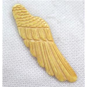 yellow cattle bone pendant, angel wing, approx 24-75mm