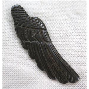 black cattle bone pendant, angel wing, approx 24-75mm