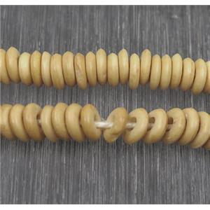 yellow bone heishi beads, approx 2x6mm, 100pcs per st