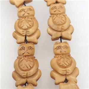 Bone Cat Charms Beads Carved, approx 20-35mm, 10pcs per st