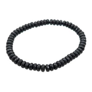 Black Onyx Agate Bracelet Rondelle Stretchy, approx 4x6mm