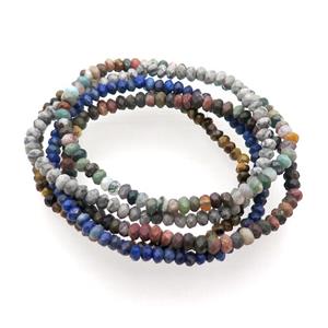 Mix Gemstone Bracelet Stretchy Faceted Rondelle, approx 4mm