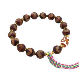 Tibetan Agate Bracelets With Tassel Stretchy, approx 10mm, 10-14mm