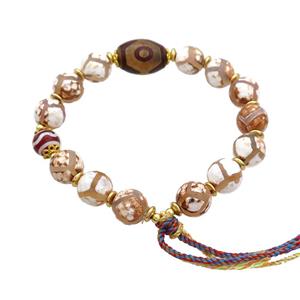 Tibetan Agate Bracelets With Tassel Stretchy, approx 10mm, 12-16mm