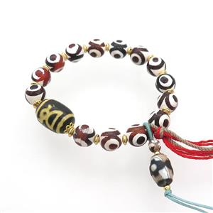 Tibetan Agate Bracelets With Tassel Stretchy, approx 10mm, 13-18mm