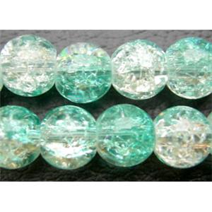 Crackle Glass Beads, Round, aqua, 10mm dia, 90pcs per st