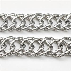 Stainless steel chain, platinum plated, approx 16-18mm