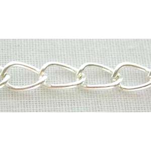 Silver Plated Iron Chains, 4x6.5mm, 1mm diameter