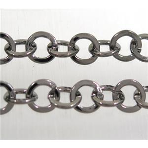 iron chain, black plated, approx 6mm dia