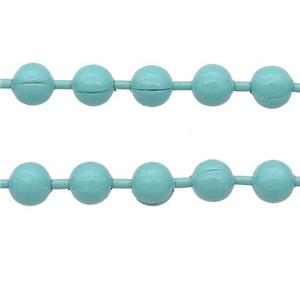 stainless Iron Ball Chain with fire teal lacquer, approx 2.4mm